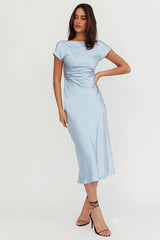 Loveland Cap Sleeve Cowl Back Midi Dress Baby Blue