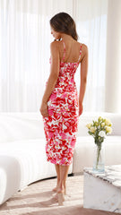 Tammi Midi Dress - Red Floral