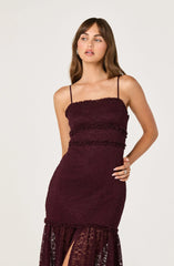 Ruffle Detail Lace Maxi Dress