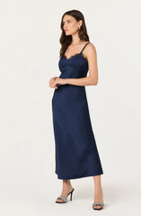 Nevaeh Satin Lace Trim Midi Dress