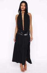 Always Evolving Halter Midi Dress Black