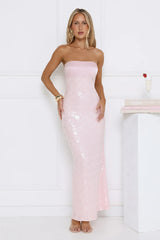 Saltwater Siren Strapless Sequin Maxi Dress Pink