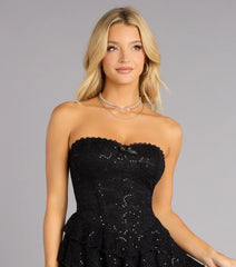 Midnight Flirt Lace Up Mini Dress