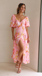 Louise Midi Dress - Pink