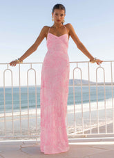 Vietta Sequin Cami Maxi Dress - Pink