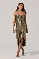 Gaia Metallic Midi Dress