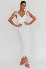 Mykonos Morning Tied Shoulder Tree Maxi Dress White