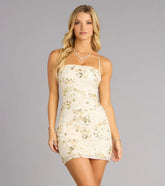 Garden Glam Beaded Mesh Mini Dress