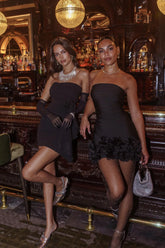 Leni Strapless Embellished Hem Mini Dress Black