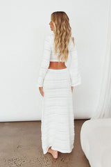 Meredith Long Sleeve Cut-Out Maxi Dress White