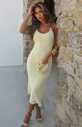 Tropic Like It's Hot Midi Dress Lemon