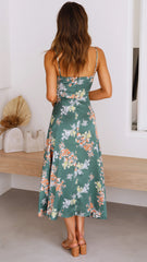 Dreamers Midi Dress - Green Floral
