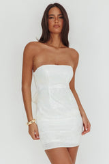 Vida Bow Sequin Mini Dress White