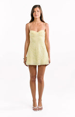 Evani Yellow Sequin Party Mini Dress