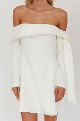 Aurora Sky Off-Shoulder Tie Mini Dress White