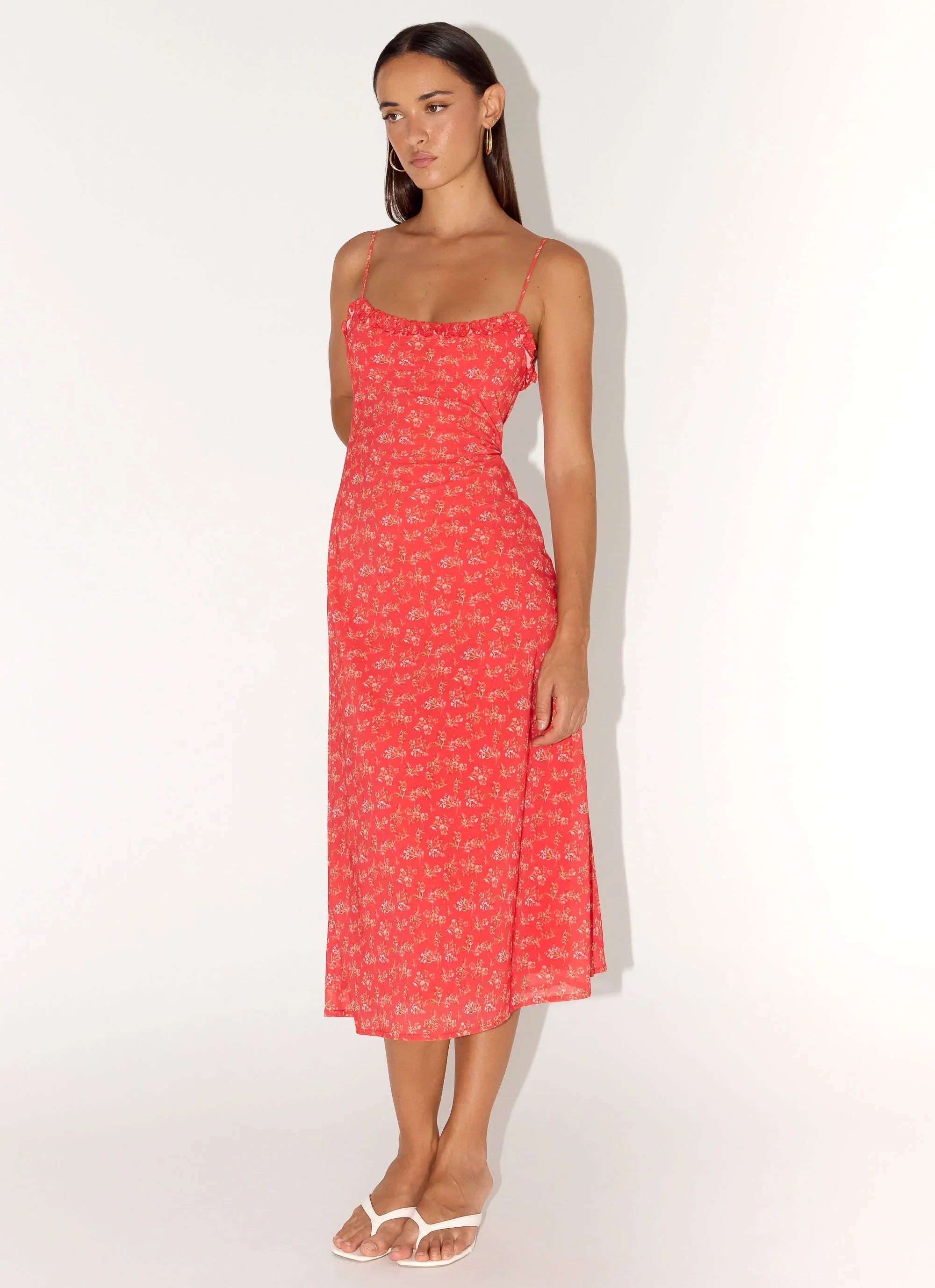 Kahlo Midi Dress - Magenta Red Rose