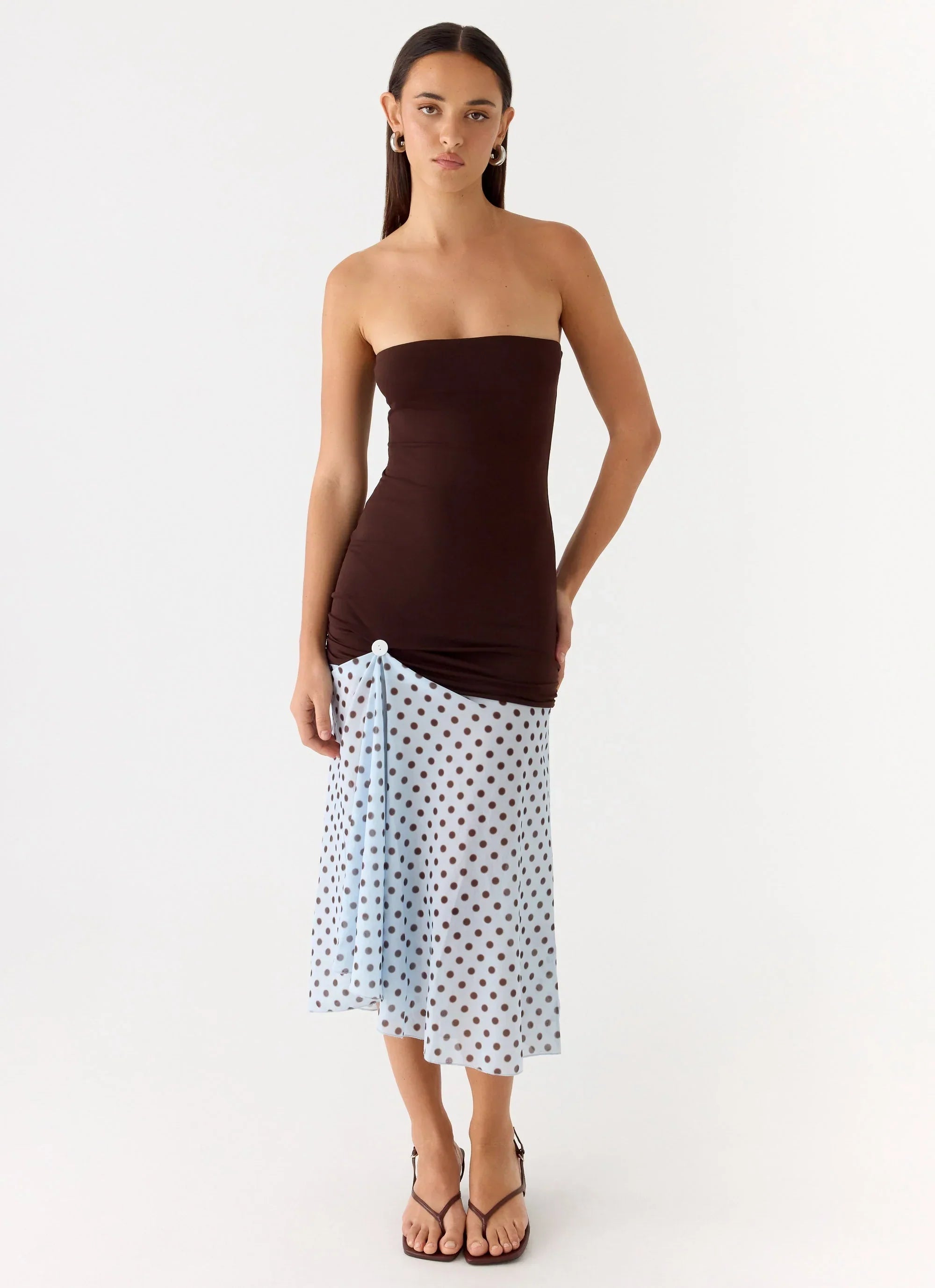 Schell Midi Dress - Chocolate Dot