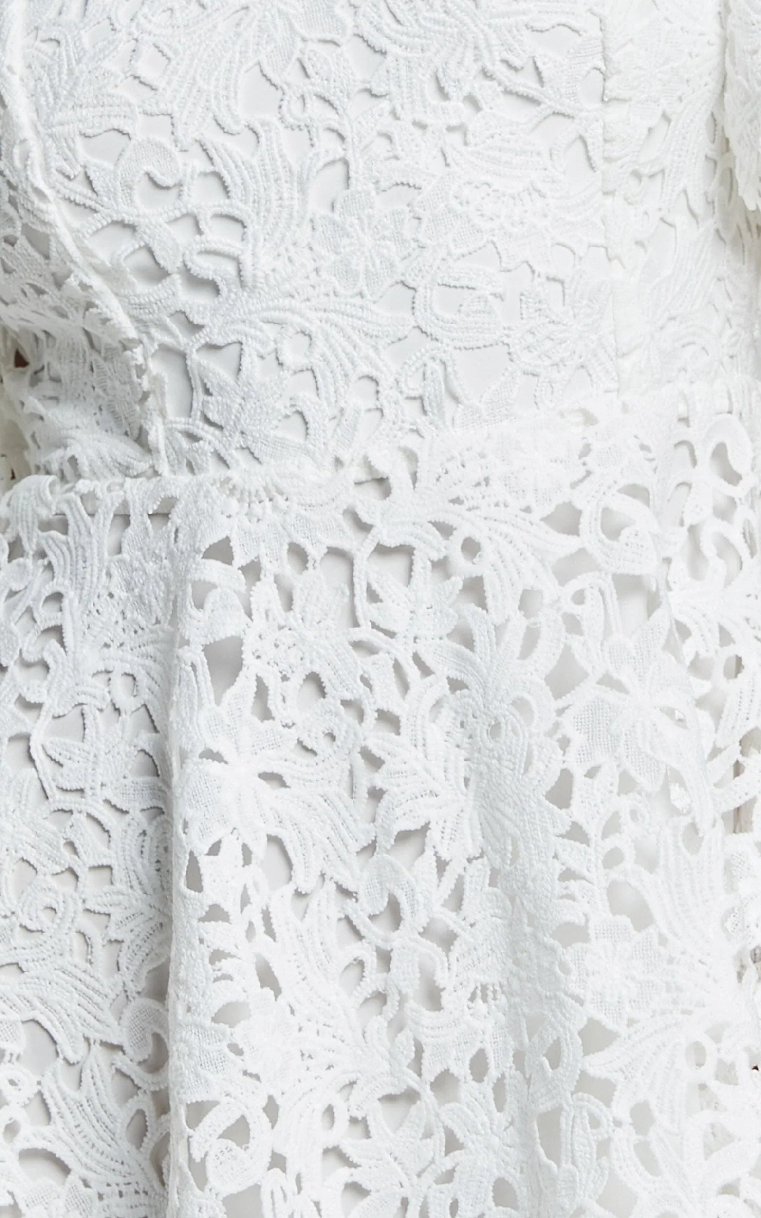 Marisole Mini Dress - A Line Flutter Sleeve Lace Dress in White