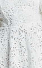 Marisole Mini Dress - A Line Flutter Sleeve Lace Dress in White