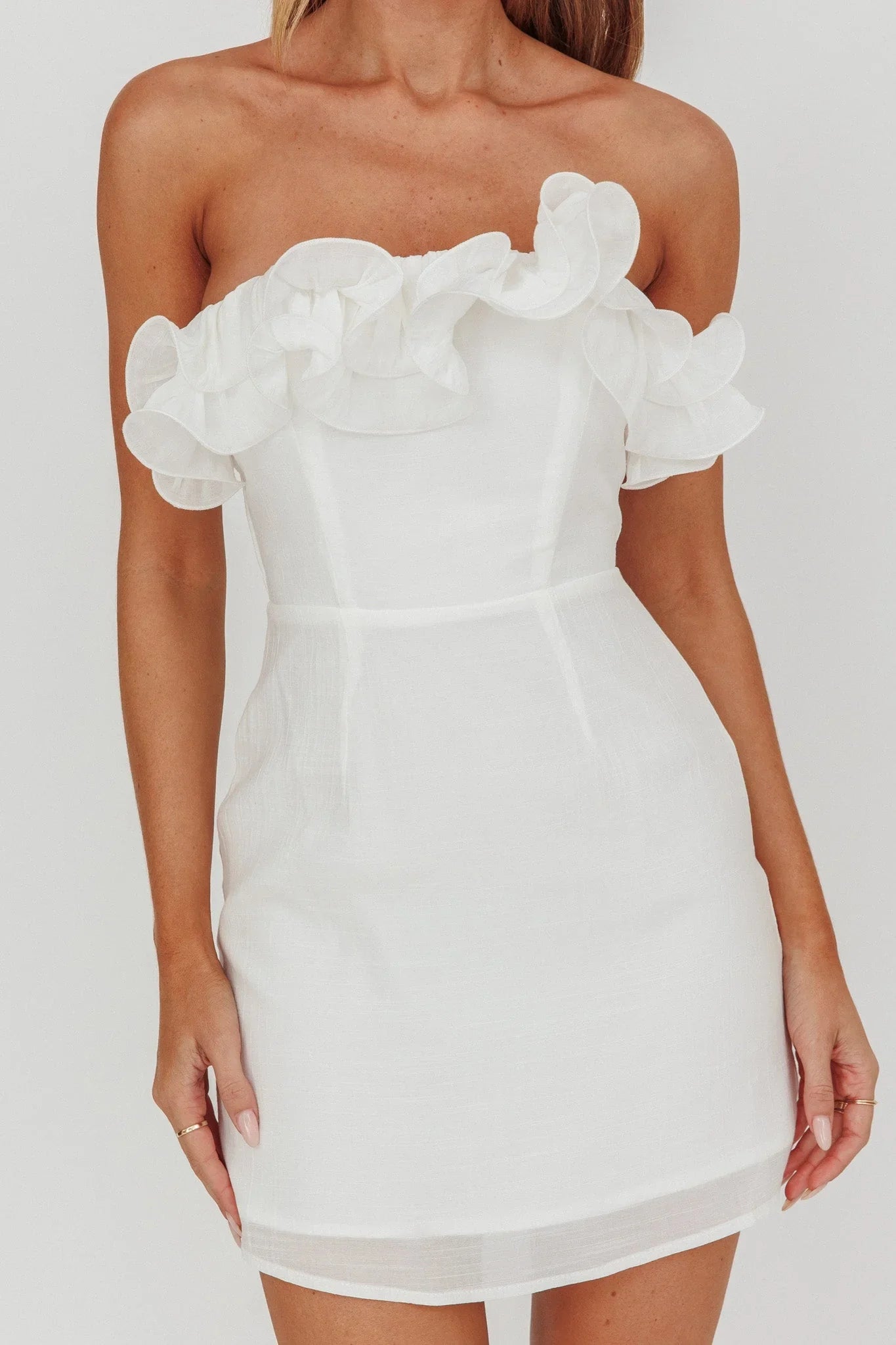 Norah Strapless Mini Dress White