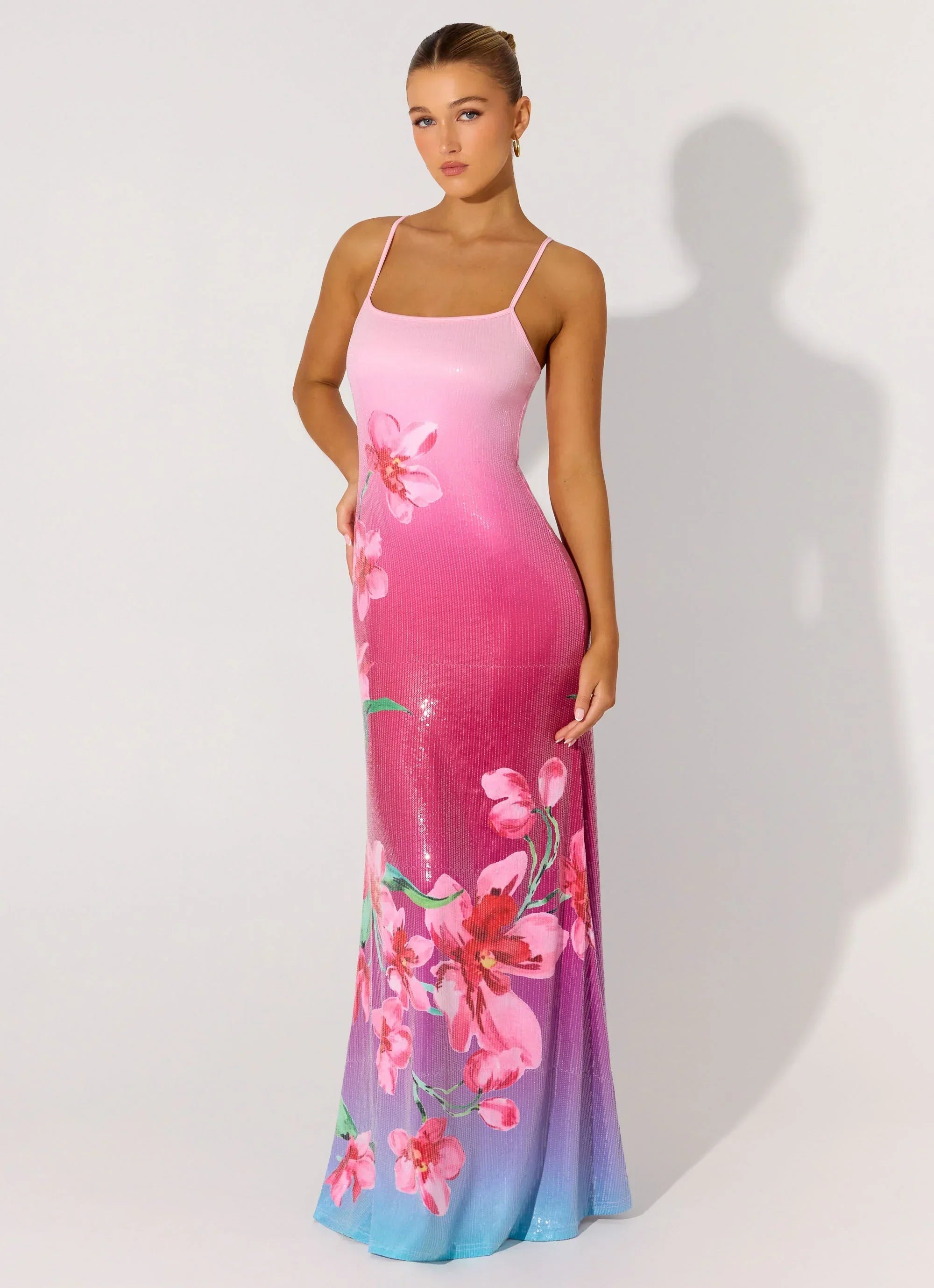 Ariaz Sequin Maxi Dress - Ombre Reef