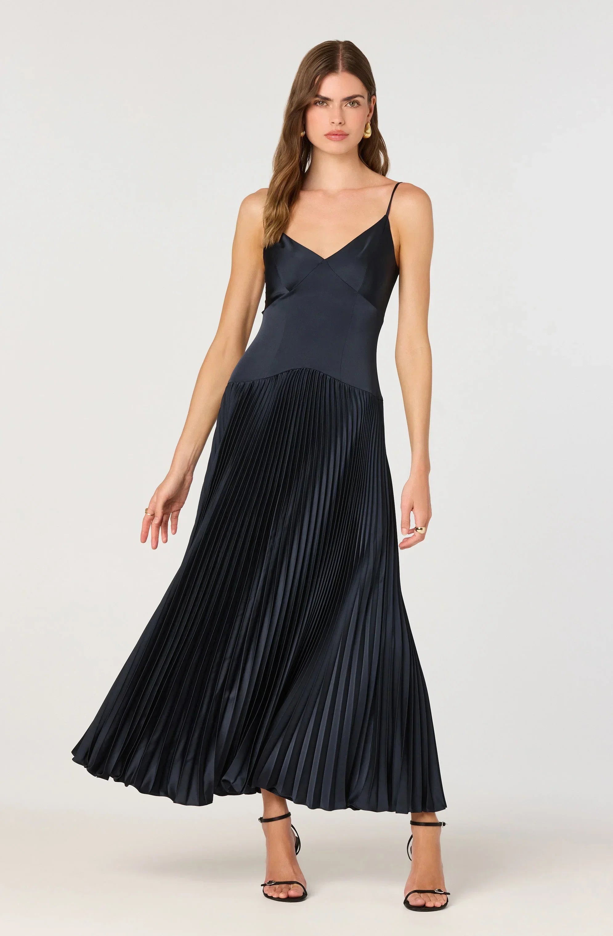 Pleated Drop Waist Maxi Dress