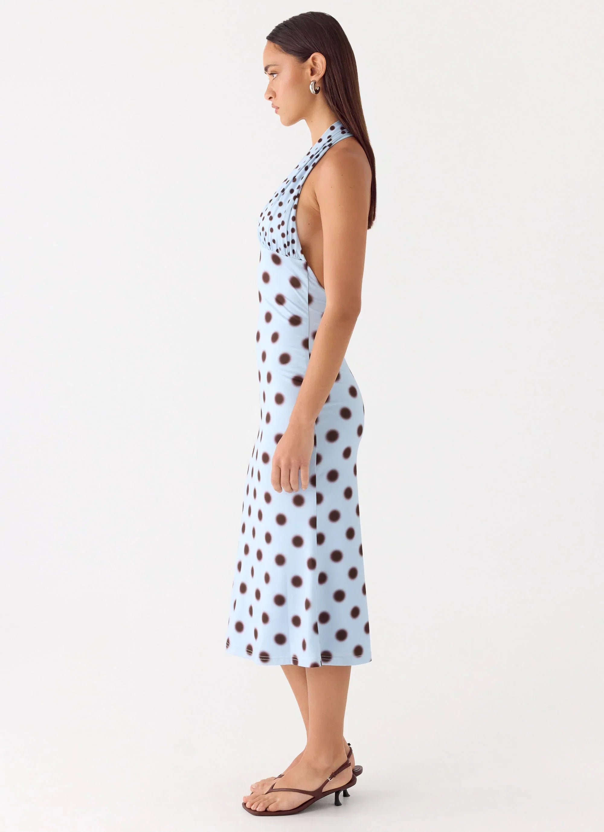 Awuku Midi Dress - Blue Mocha Dot