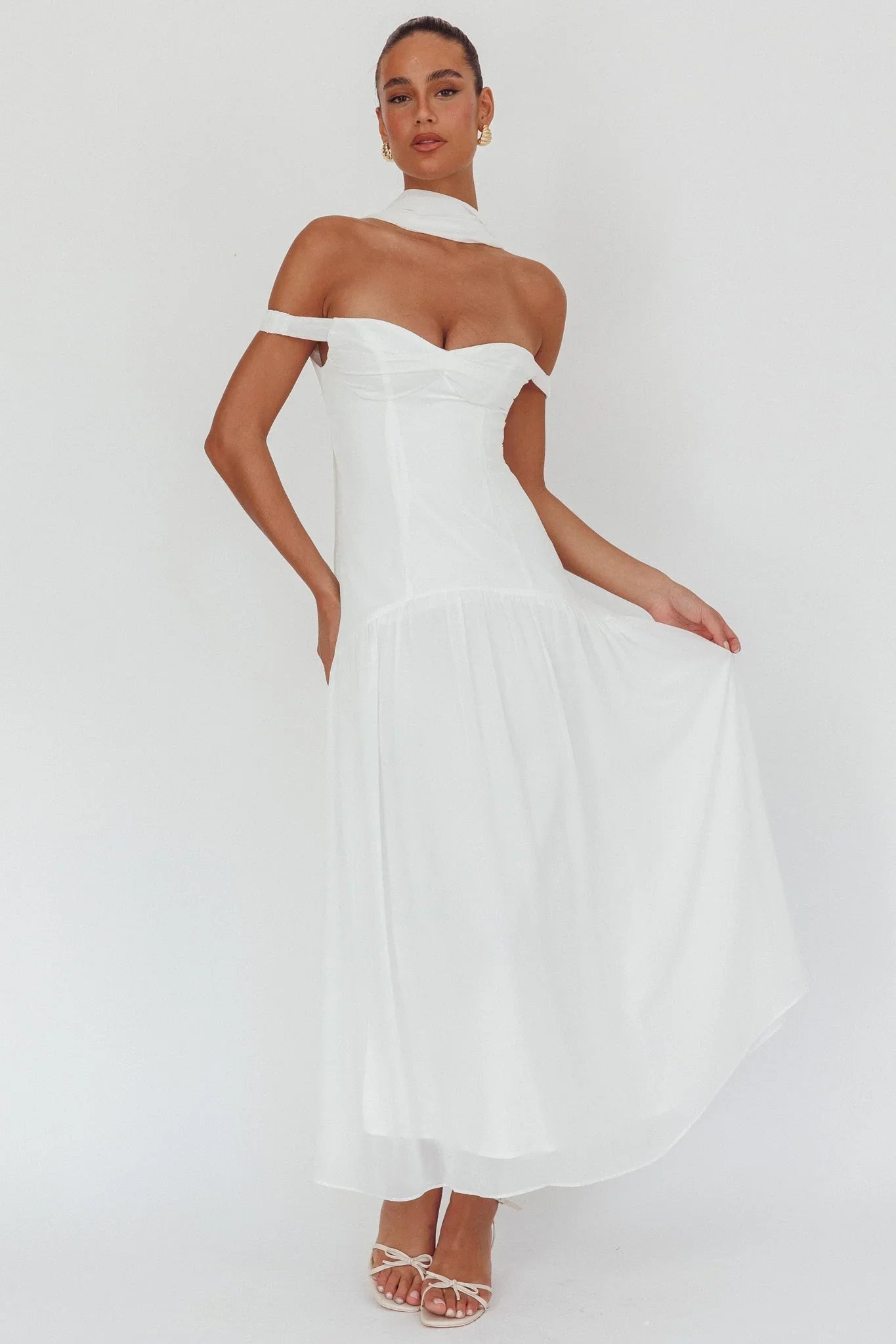 Kaycee Drop Waist Maxi Dress White