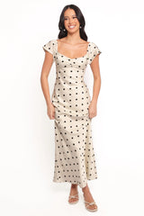 Elke Maxi Dress - Black Dot