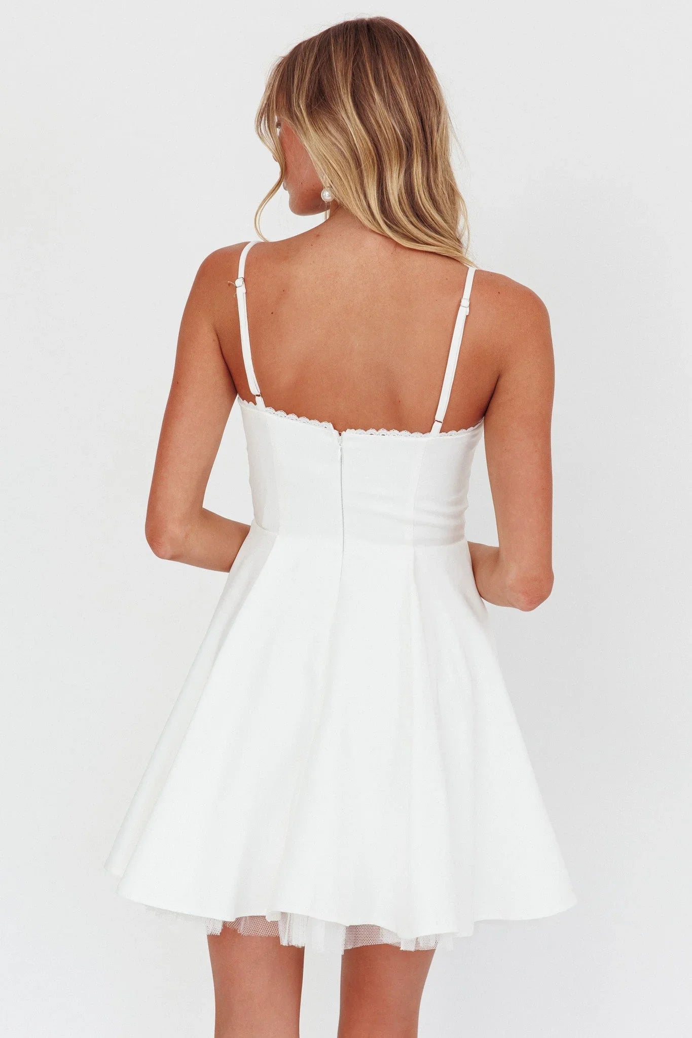 Scully Frill Trim A-Line Mini Dress White