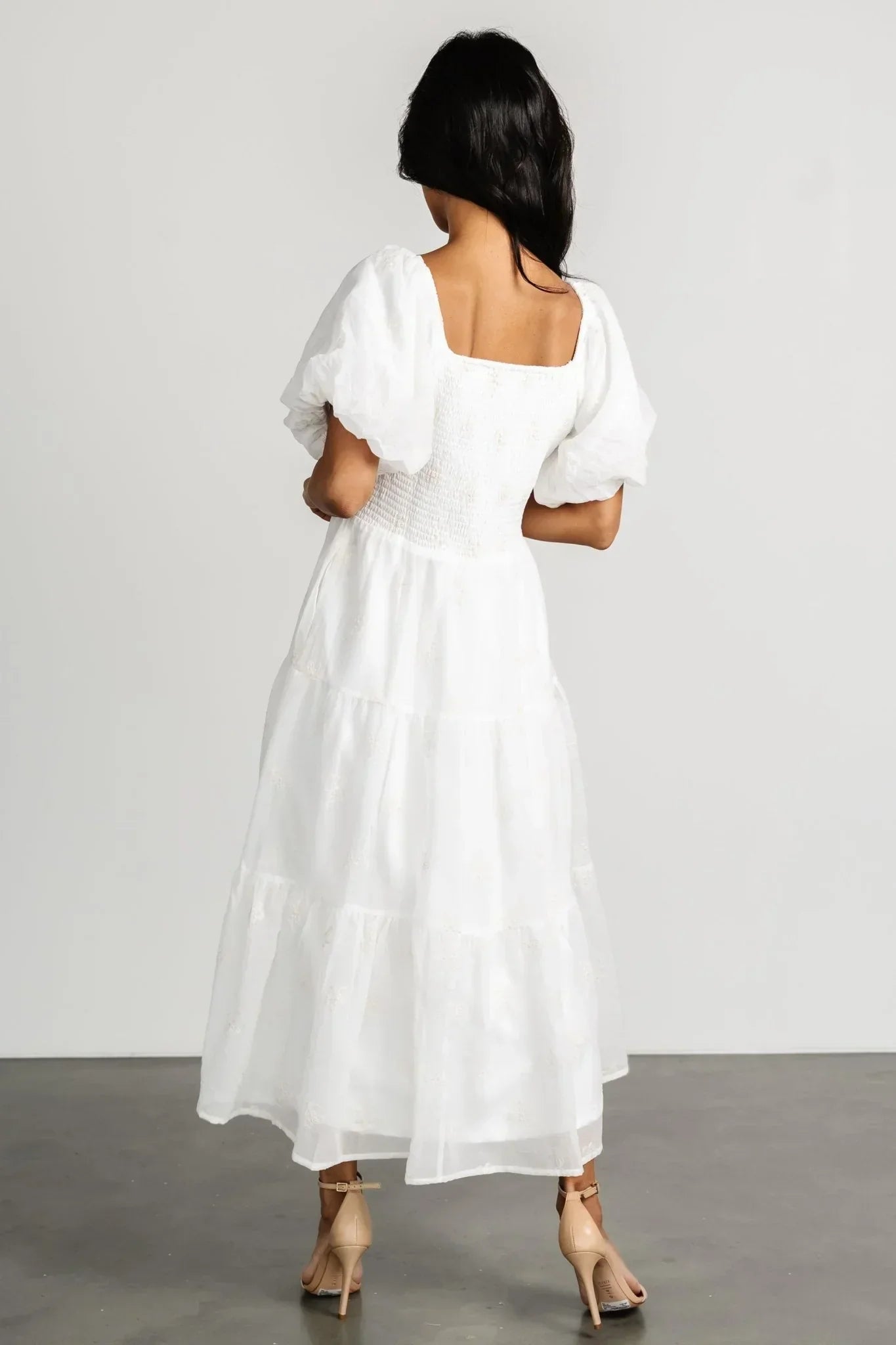 Rina Embroidered Shimmer Dress | Off White