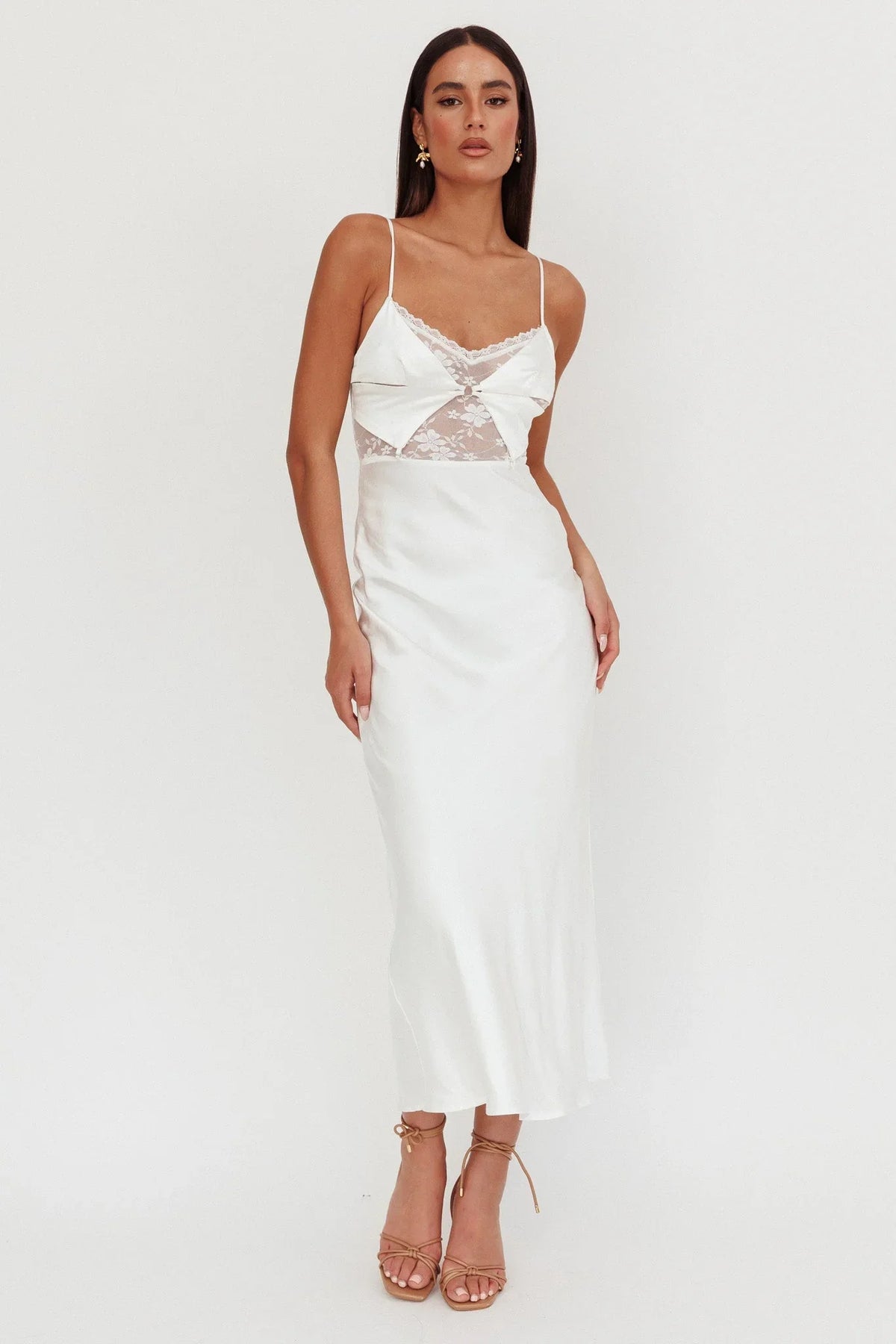 Impressions Lace Bodice Maxi Dress White