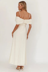 Lillibet Bow Tied Bust Midi Dress Cream