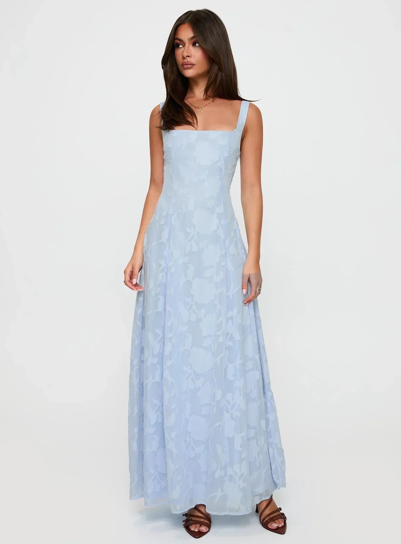 Margaux Burnout Maxi Dress Blue