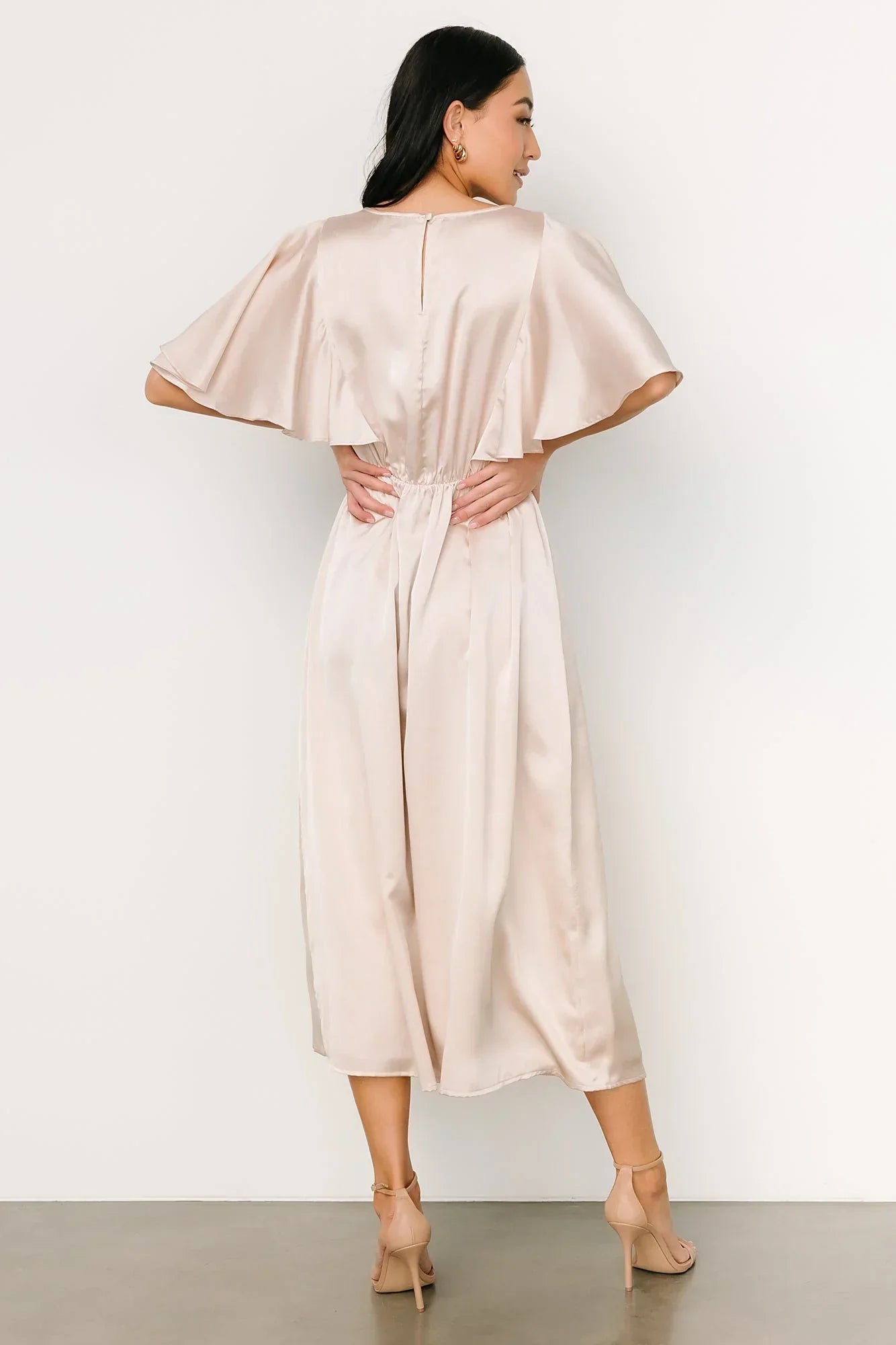 Cinta Satin Midi Dress | Champagne