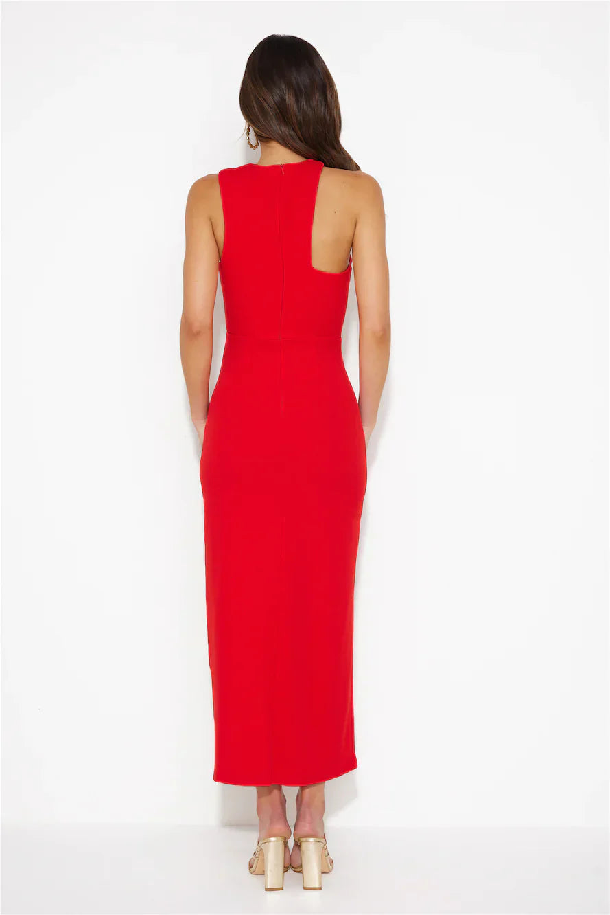 Girl In The Shadow Midi Dress Red