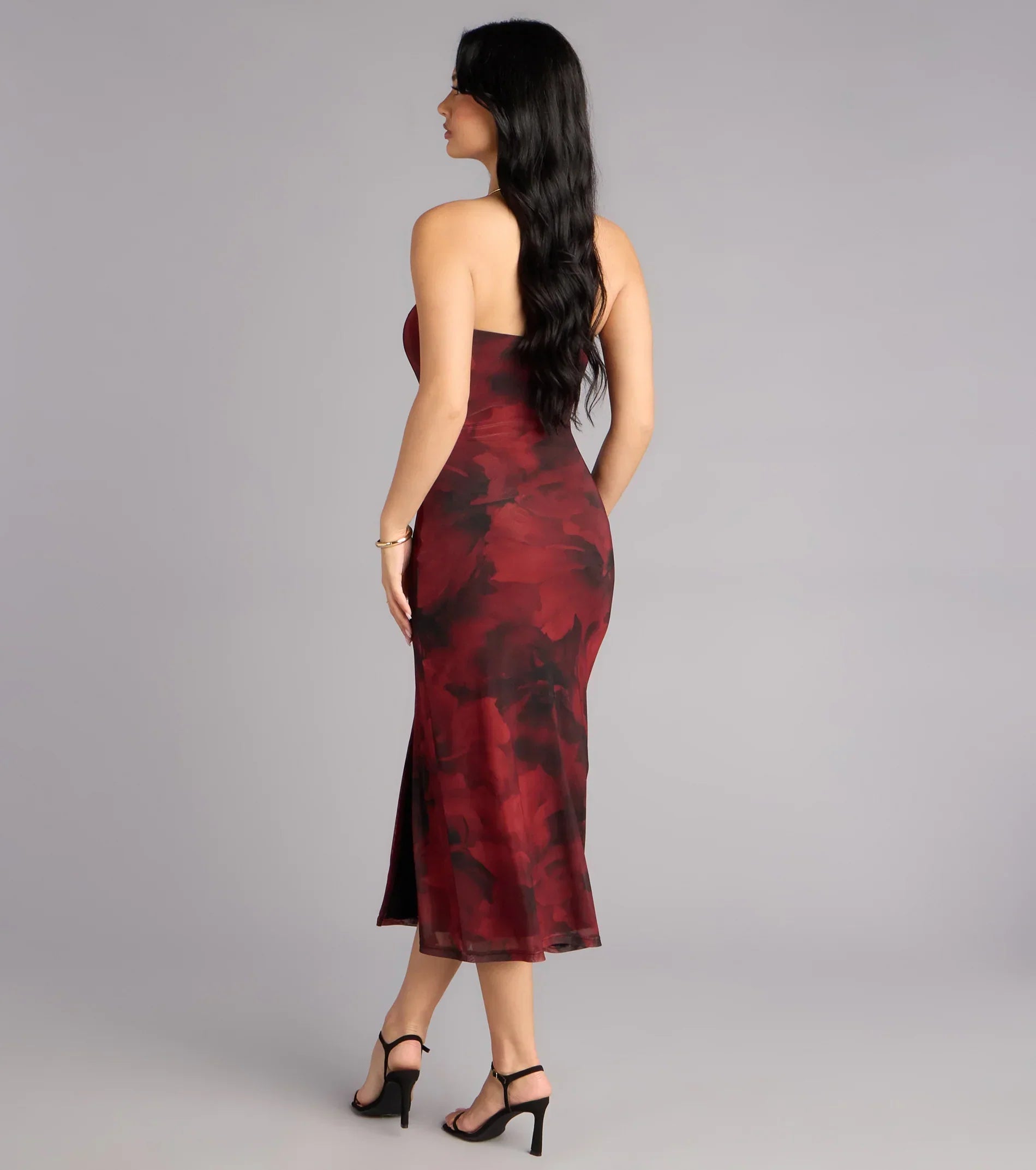 Written In Roses Strapless Midi Dress
