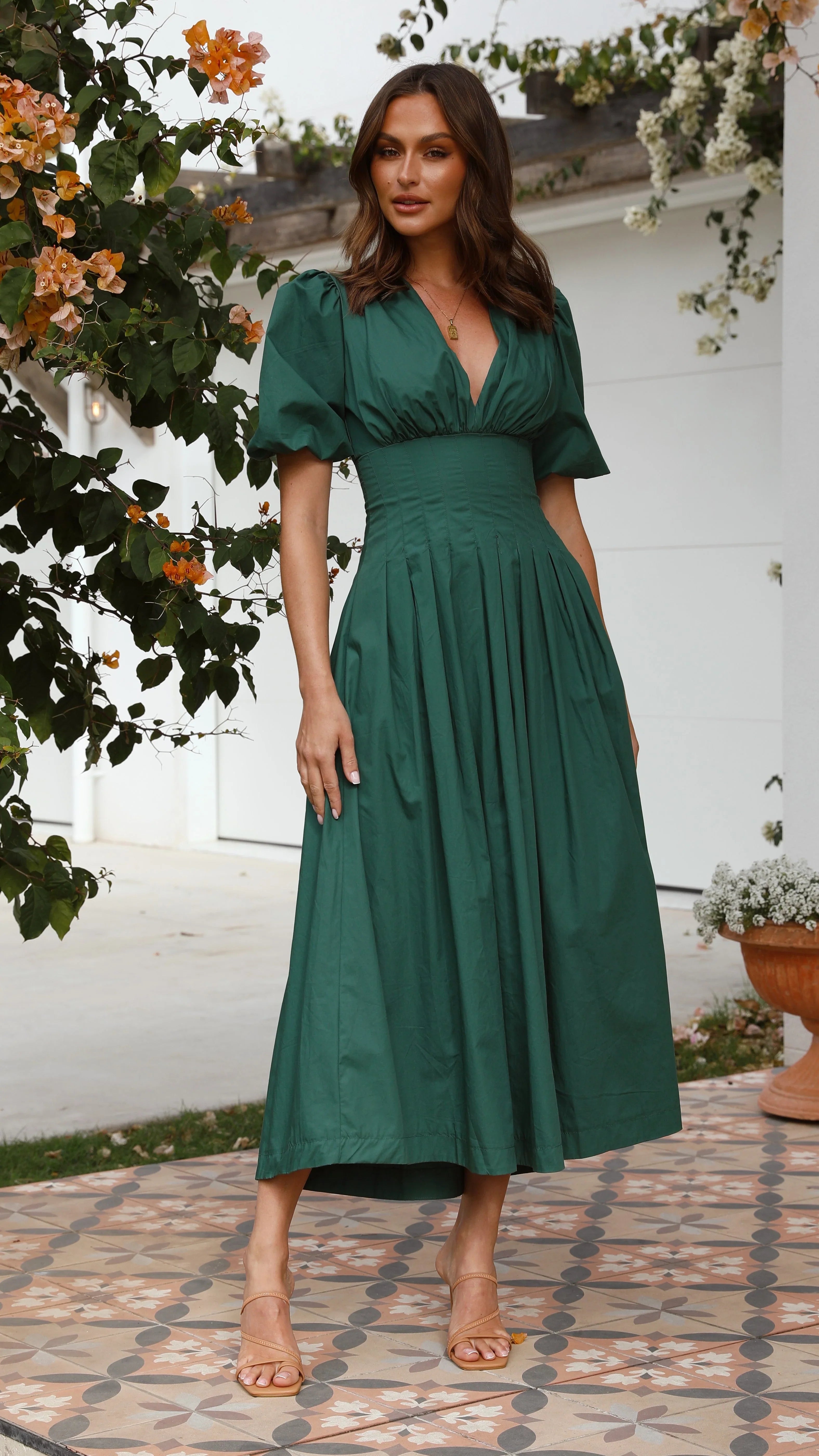 Laura Midi Dress - Emerald