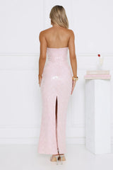 Saltwater Siren Strapless Sequin Maxi Dress Pink