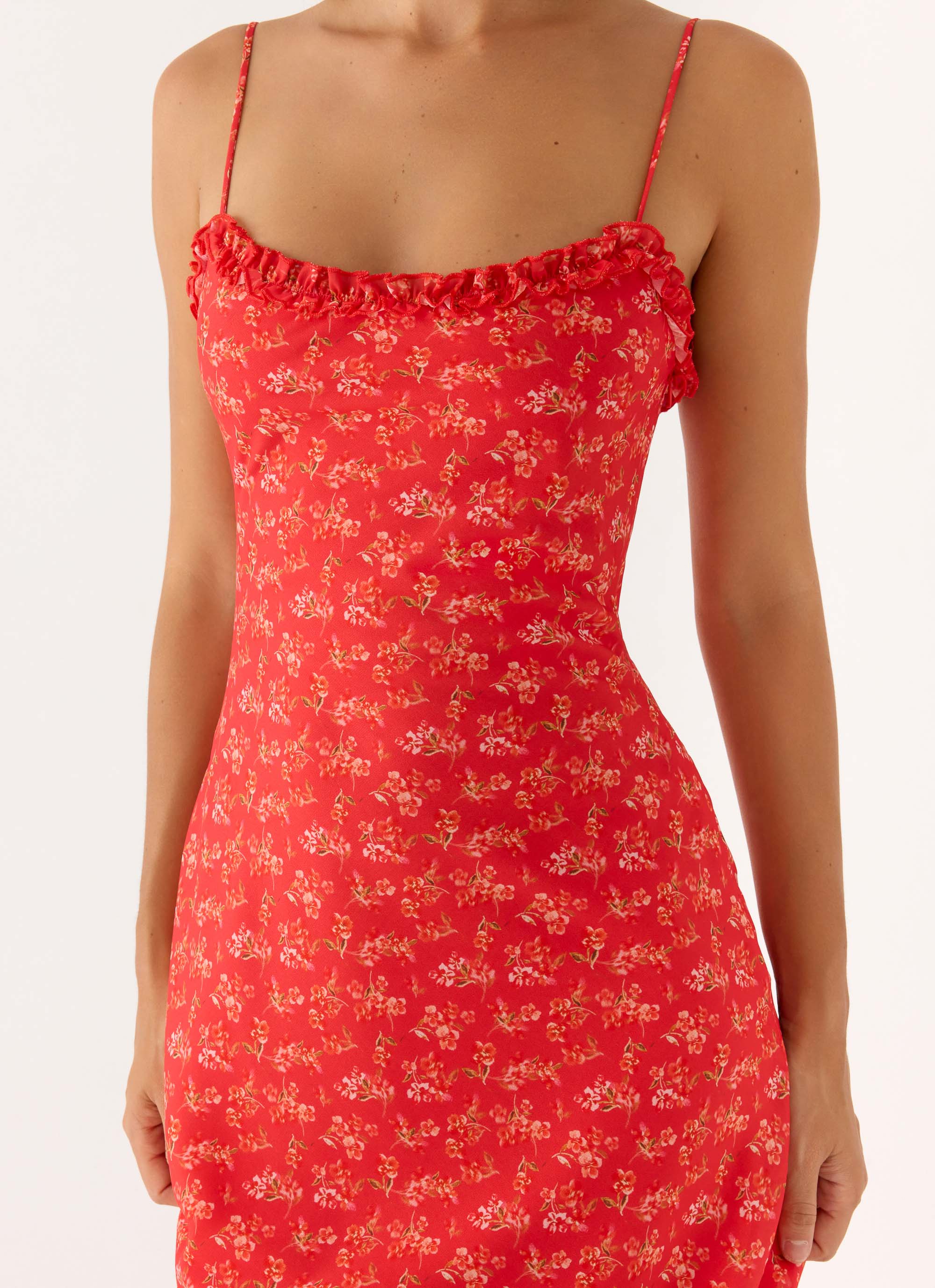 Kahlo Midi Dress - Magenta Red Rose