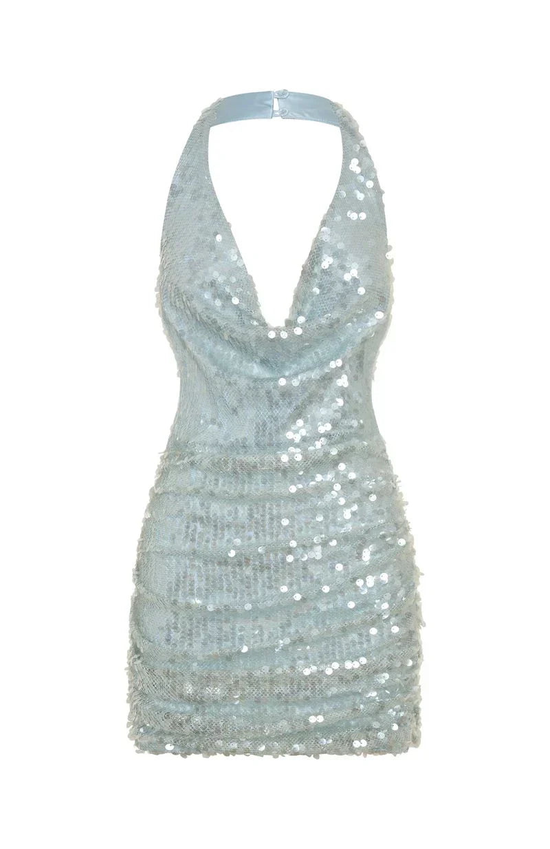 At The Function Halter Mini Dress Mist