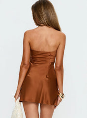 Kaylanie Strapless Sequin Mini Dress Bronze