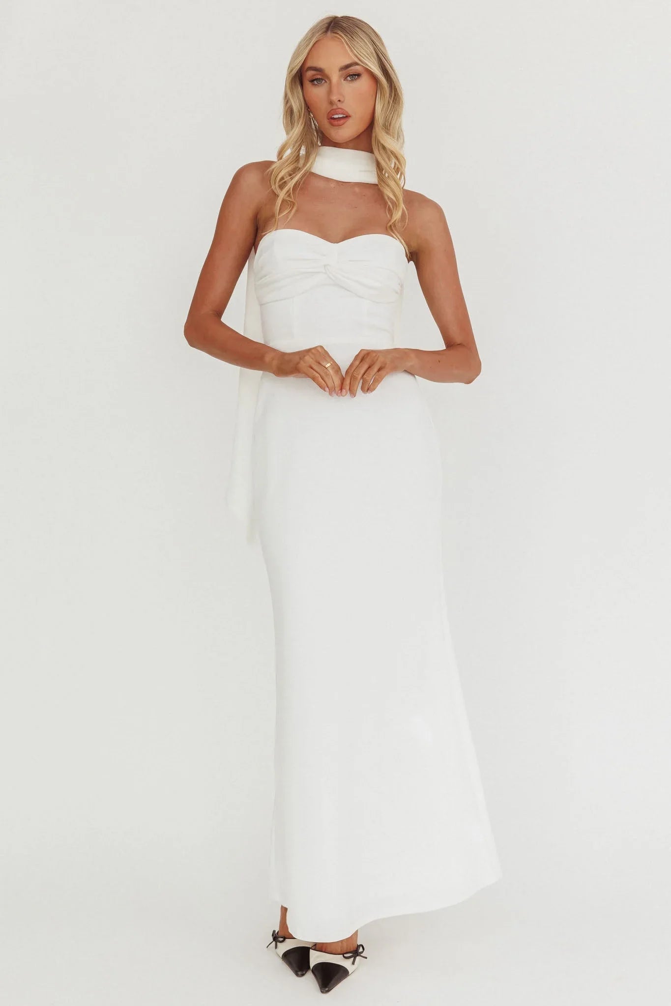 Of The Night Twist Bust Maxi Dress White
