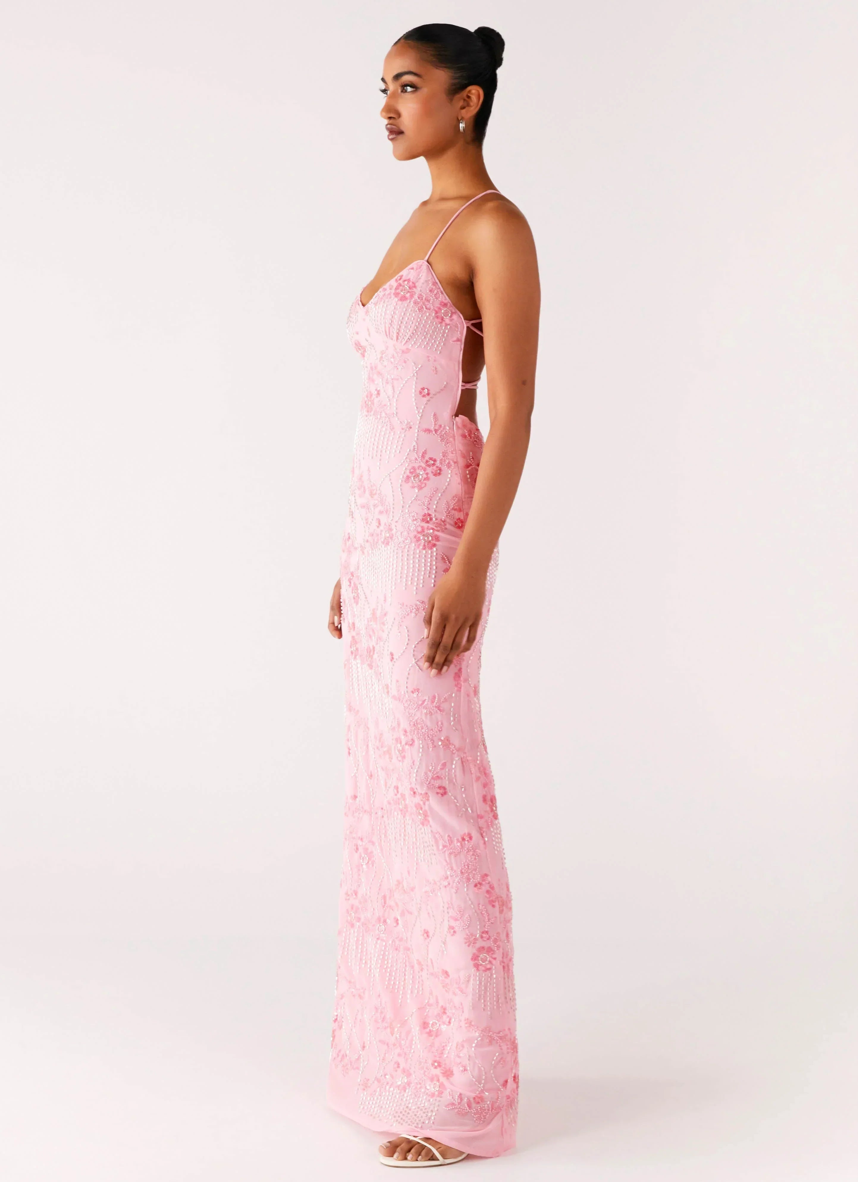 Vietta Sequin Cami Maxi Dress - Pink