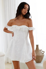 Lasting Impressions Off Shoulder Mini Dress White