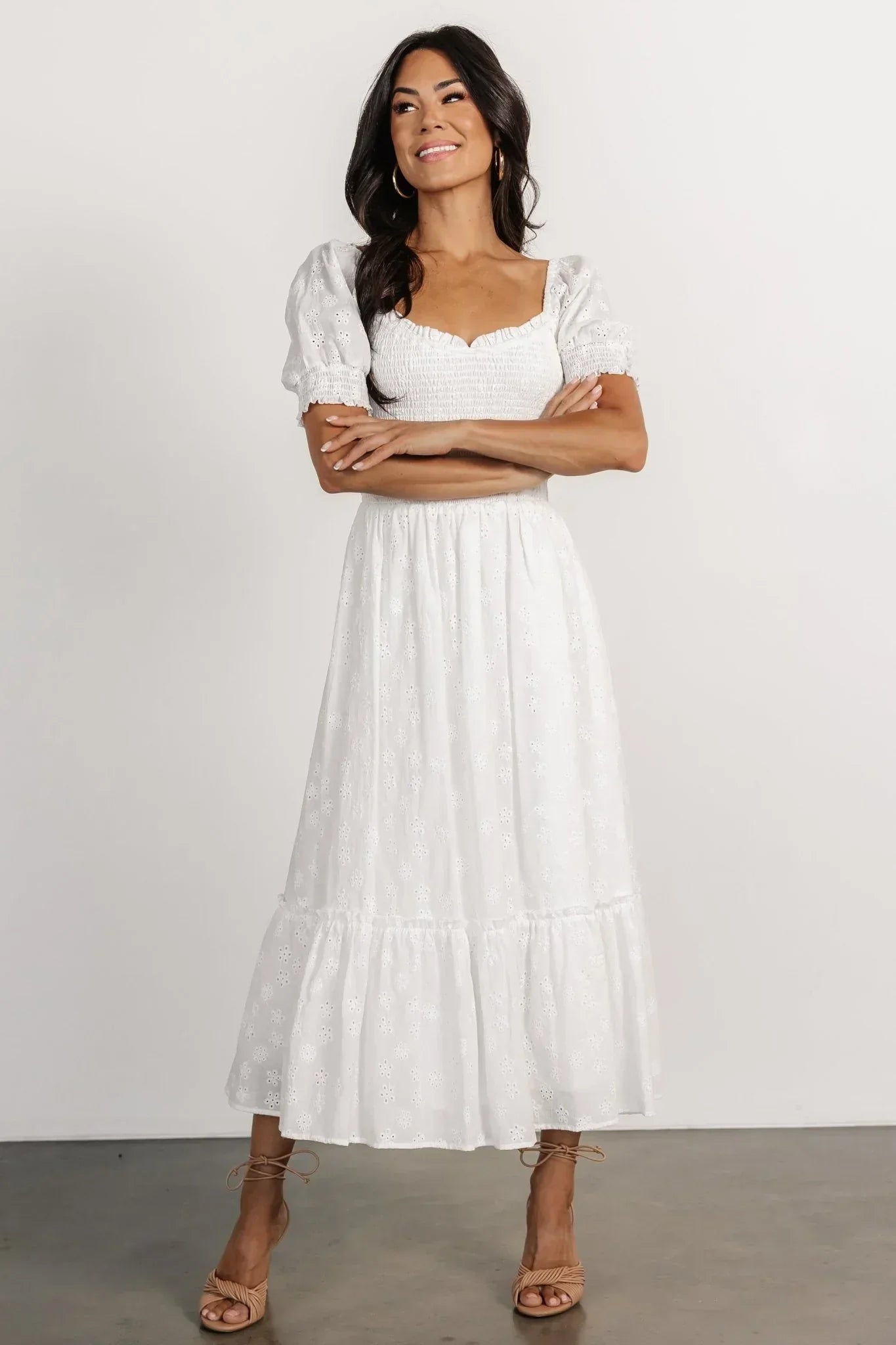 Piper Eyelet Midi Dress | Off White