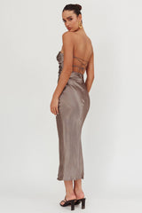 Good Impression Double Twist Midi Dress Charcoal