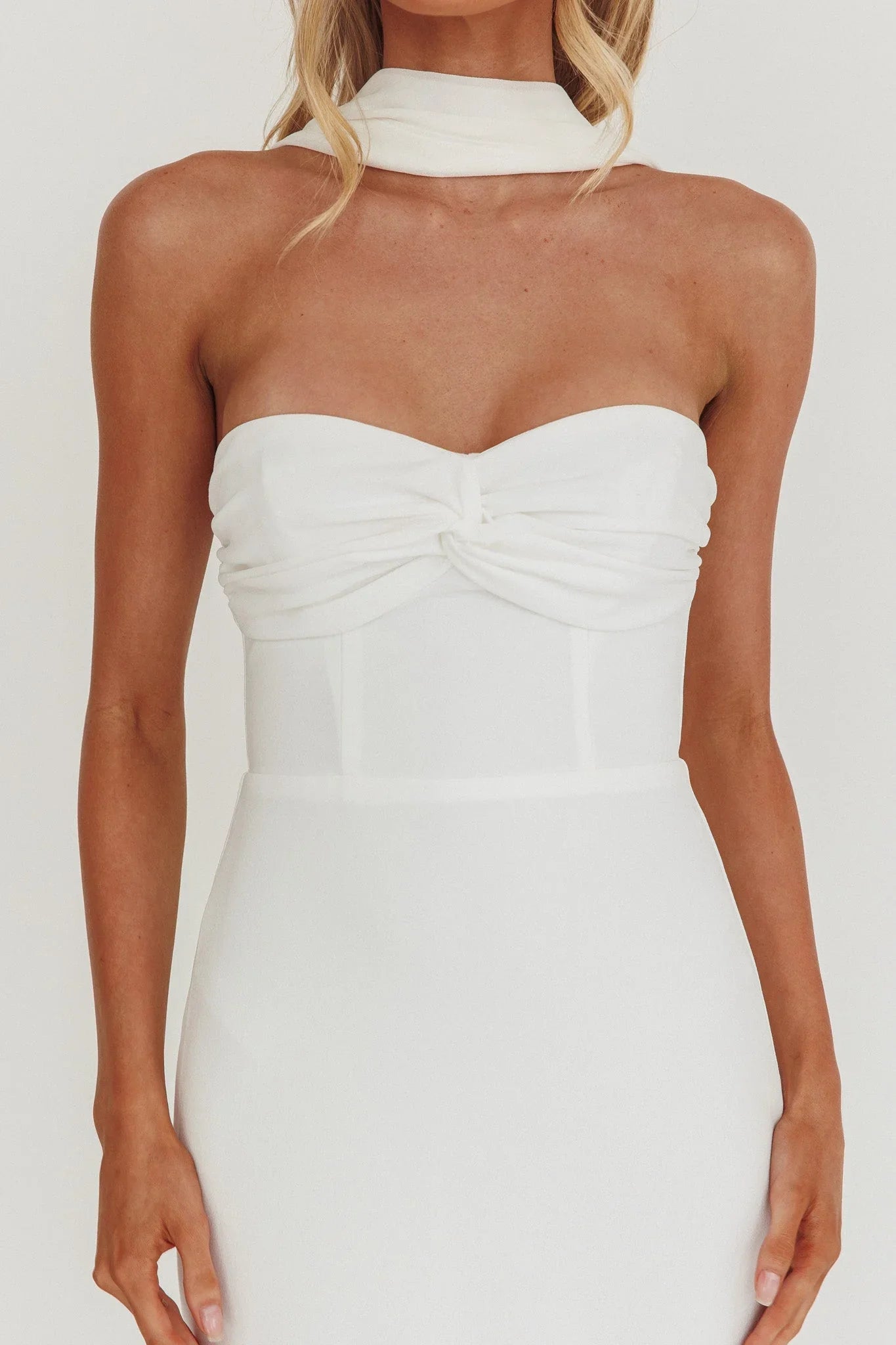 Of The Night Twist Bust Maxi Dress White