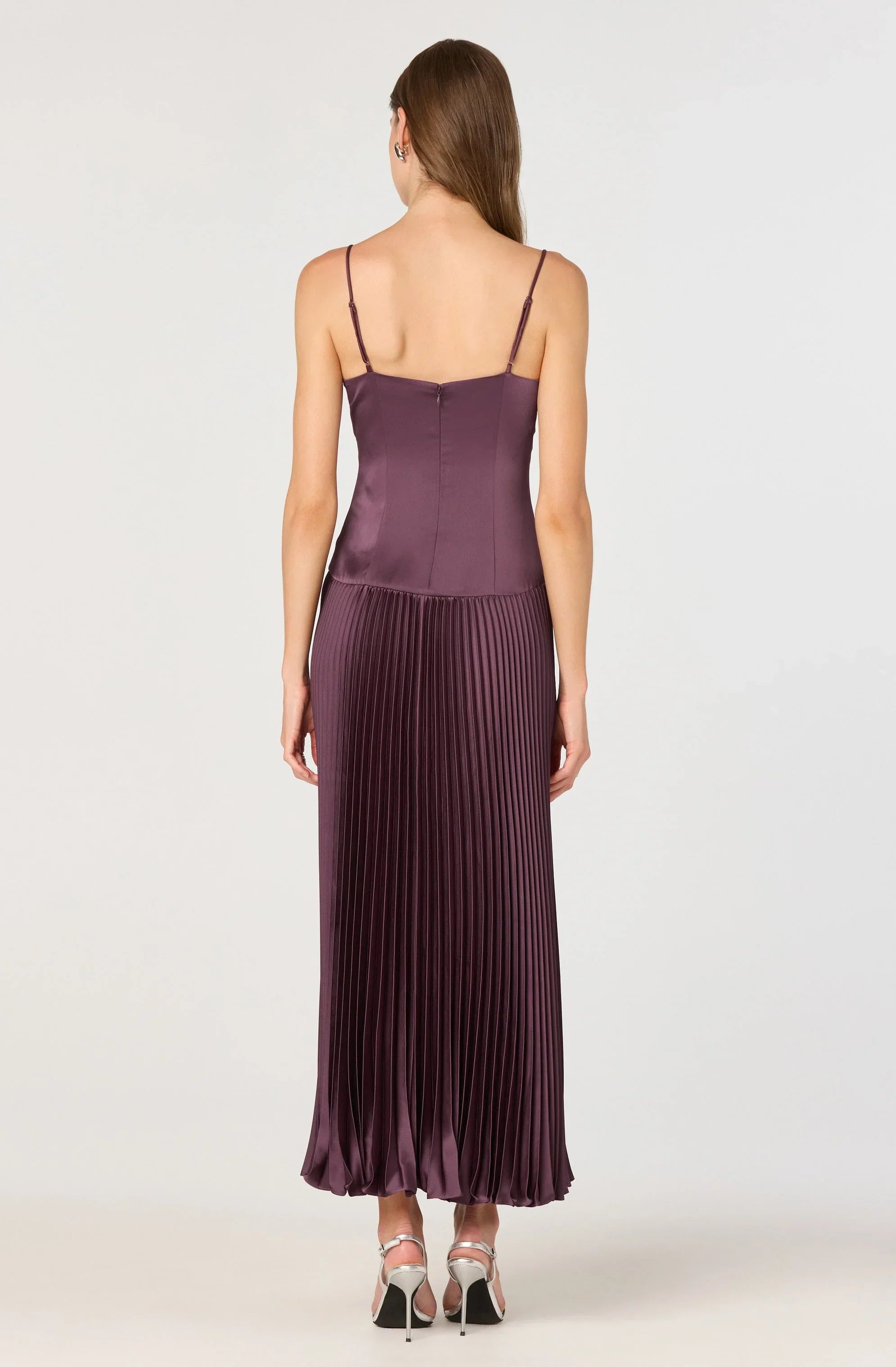Pleated Drop Waist Maxi Dress