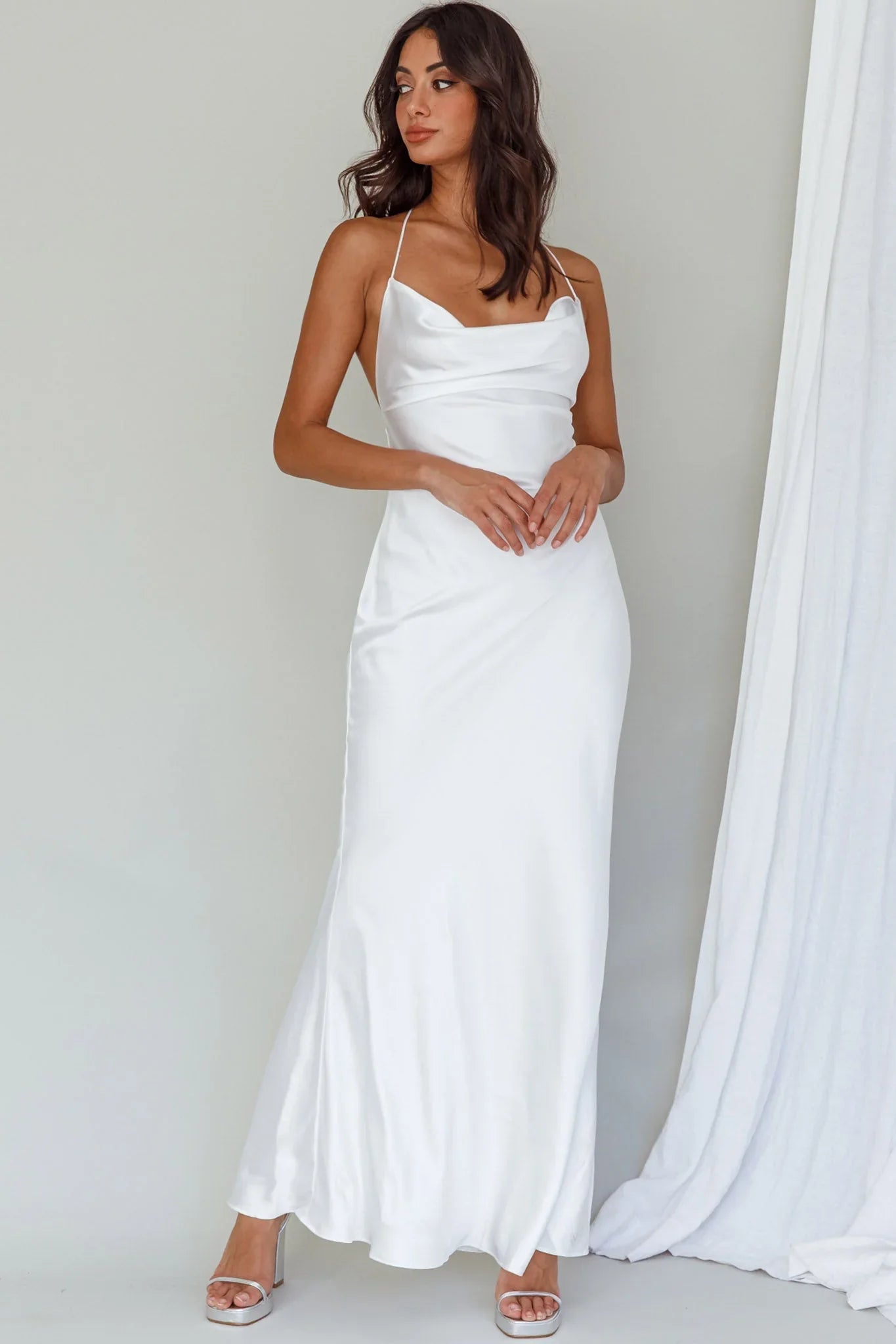 Palma Low Back Strappy Maxi Dress White